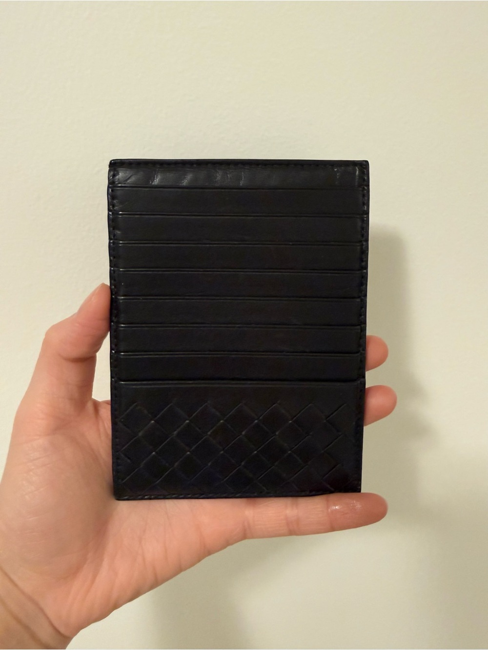 Bottega Veneta Black Woven Leather Card Holder